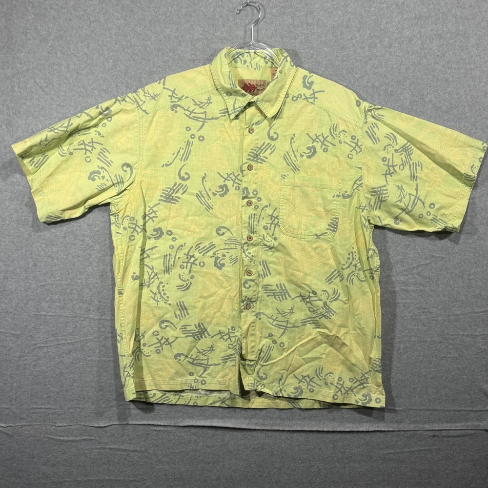 Field N Forest Hawaiian Shirt Abstract‎ Print Button Up Casual XL